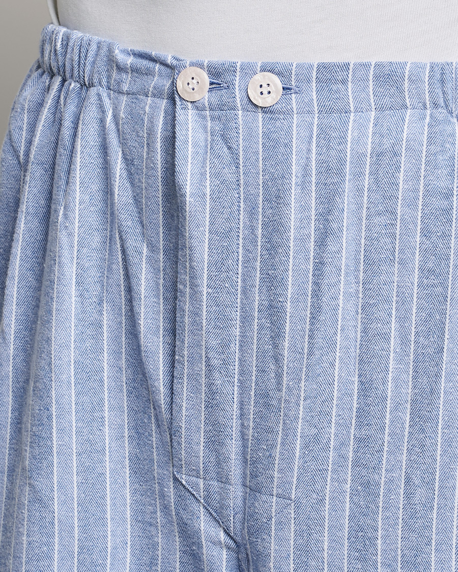 Men | Pyjamas & Robes | Derek Rose | Brushed Cotton Flannel Striped Pyjama Set Blue
