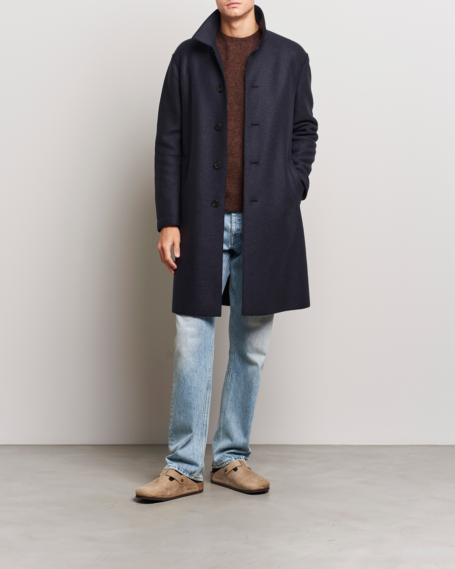 Men | Coats & Jackets | Harris Wharf London | Pressed Wool Mac Coat Navy