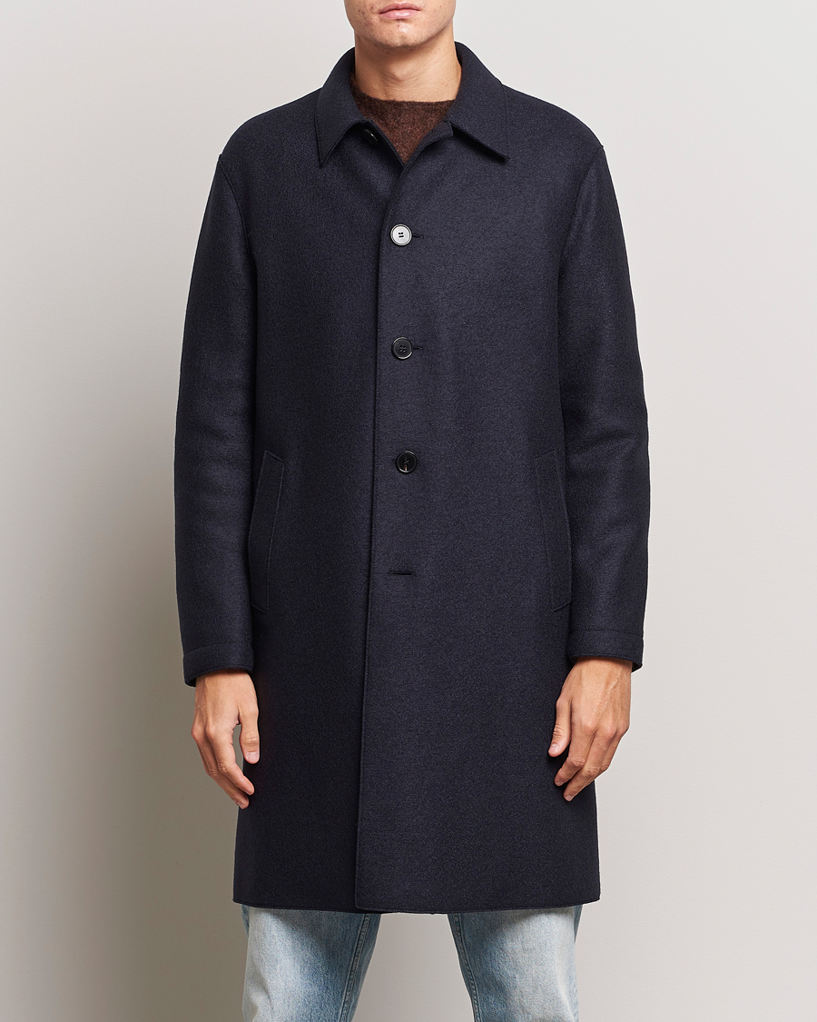 Men | Coats & Jackets | Harris Wharf London | Pressed Wool Mac Coat Navy