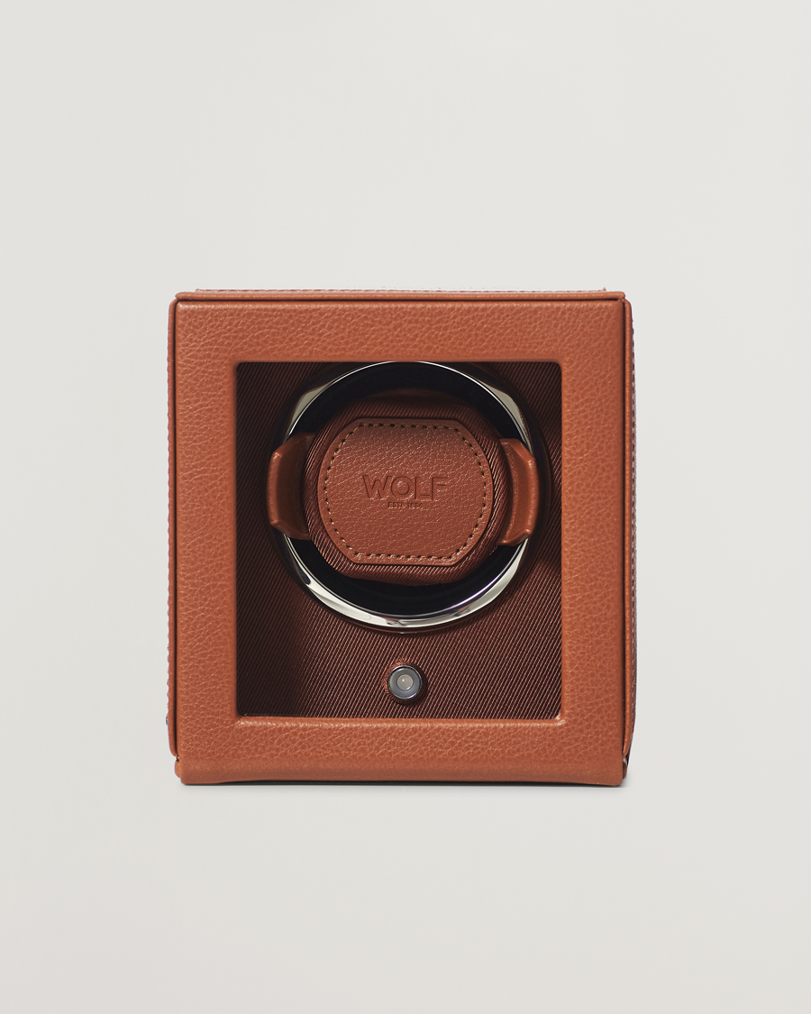 Men | Watch & Jewellery Boxes | WOLF | Cub Single Winder With Cover Cognac