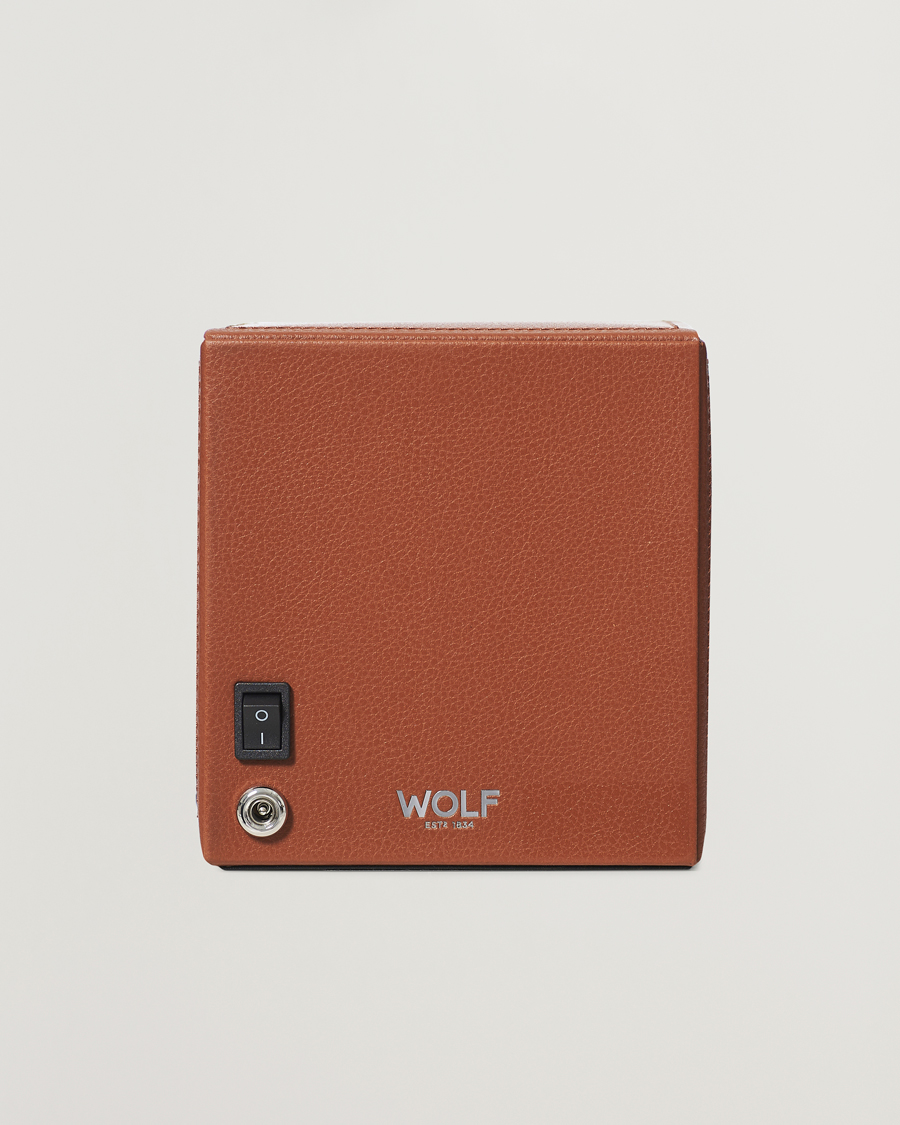 Men | Watch & Jewellery Boxes | WOLF | Cub Single Winder With Cover Cognac