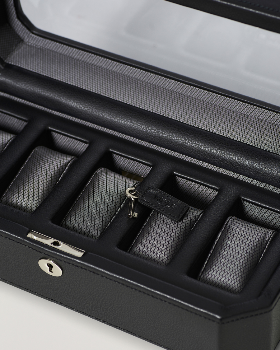 Men | Watch & Jewellery Boxes | WOLF | Windsor 5 Piece Watch Box Black/Grey