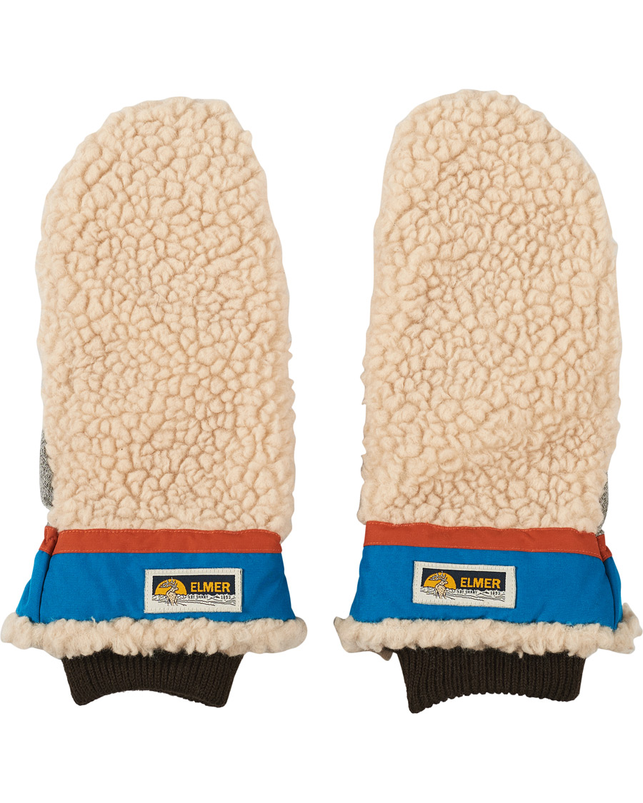 Men | Elmer by Swany Miyo Wool Teddy Mittens Beige/Blue | Elmer by Swany | Miyo Wool Teddy Mittens Beige/Blue