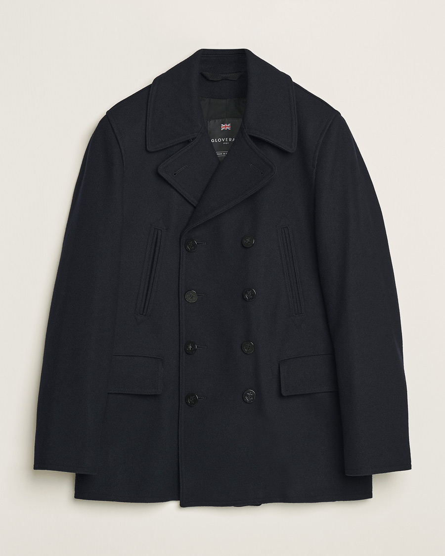 Men | Coats & Jackets | Gloverall | Churchill Reefer Peacoat Navy