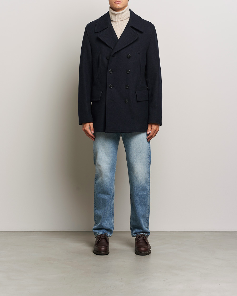 Men | Coats & Jackets | Gloverall | Churchill Reefer Peacoat Navy