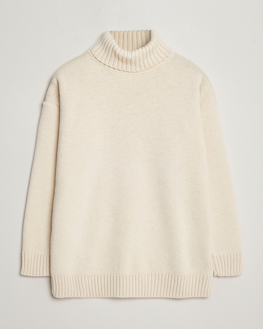 Men | Sweaters & Knitwear | Gloverall | Submariner Chunky Wool Rollneck Ecru