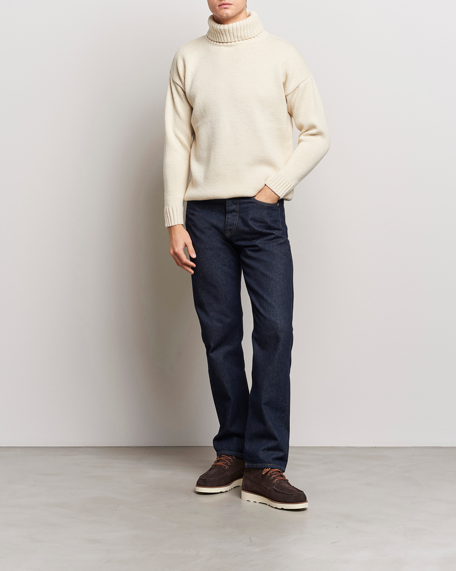 Men | Sweaters & Knitwear | Gloverall | Submariner Chunky Wool Rollneck Ecru