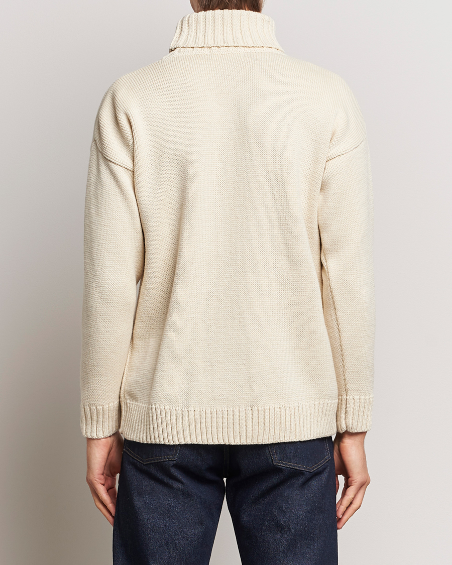 Men | Sweaters & Knitwear | Gloverall | Submariner Chunky Wool Rollneck Ecru