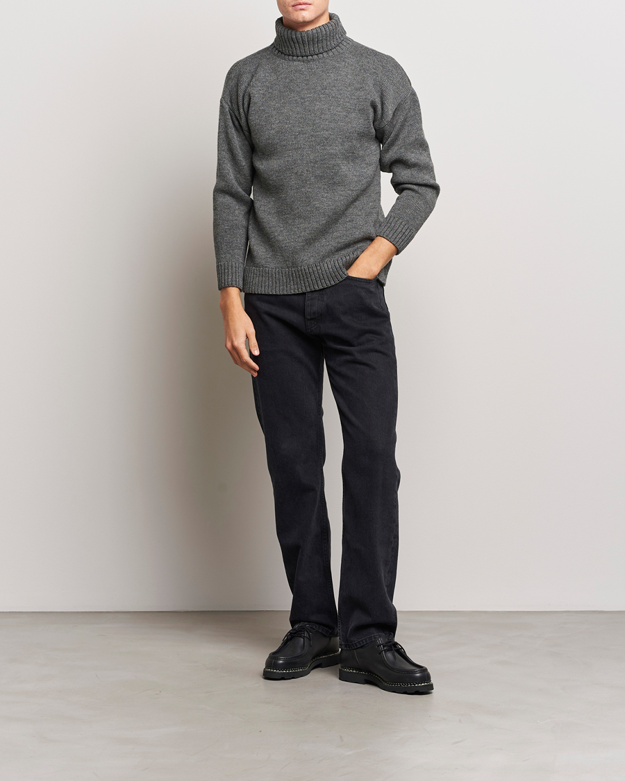 Men | Sweaters & Knitwear | Gloverall | Submariner Chunky Wool Rollneck Grey