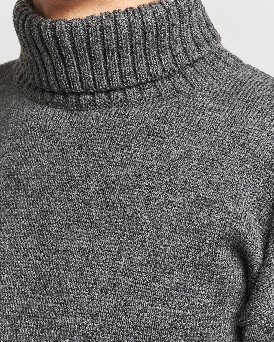 Men | Sweaters & Knitwear | Gloverall | Submariner Chunky Wool Rollneck Grey