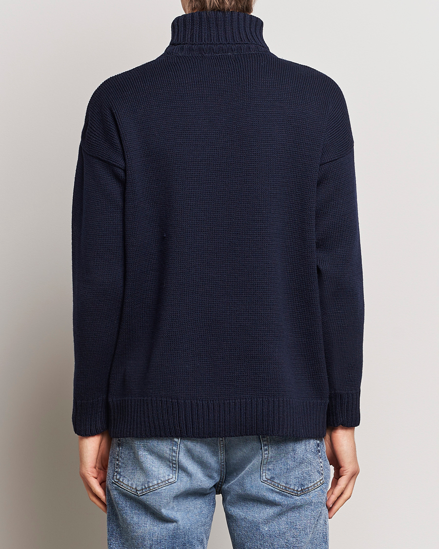 Men | Sweaters & Knitwear | Gloverall | Submariner Chunky Wool Rollneck Navy