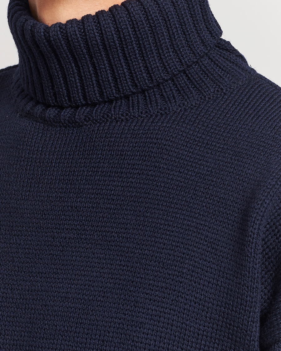 Men | Sweaters & Knitwear | Gloverall | Submariner Chunky Wool Rollneck Navy