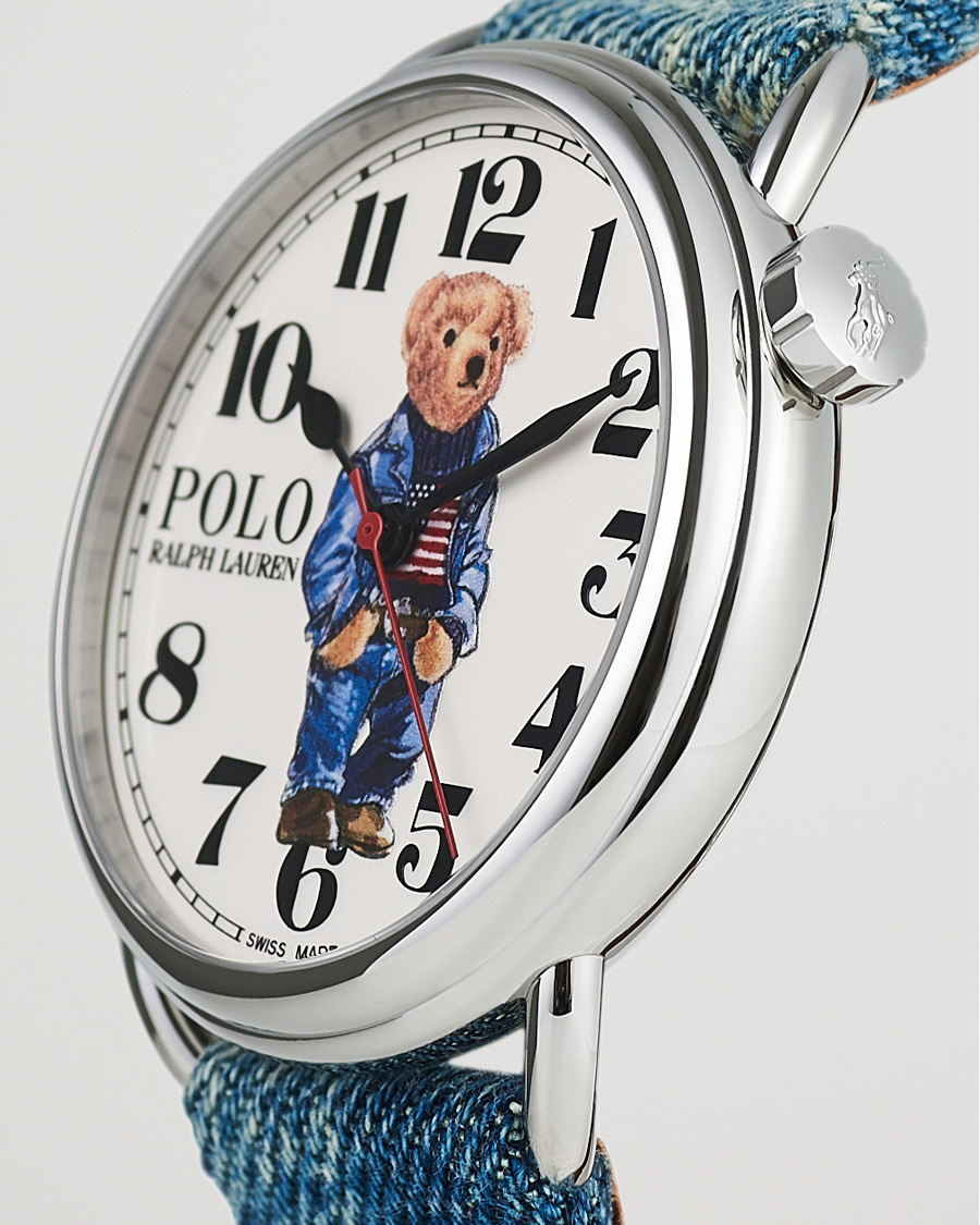 Men | Polo Ralph Lauren 42mm Automatic Denim Flag Bear Steel With White Dial | Polo Ralph Lauren | 42mm Automatic Denim Flag Bear Steel With White Dial
