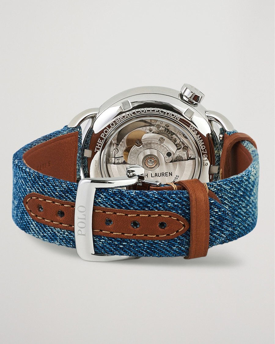 Men | Polo Ralph Lauren 42mm Automatic Denim Flag Bear Steel With White Dial | Polo Ralph Lauren | 42mm Automatic Denim Flag Bear Steel With White Dial
