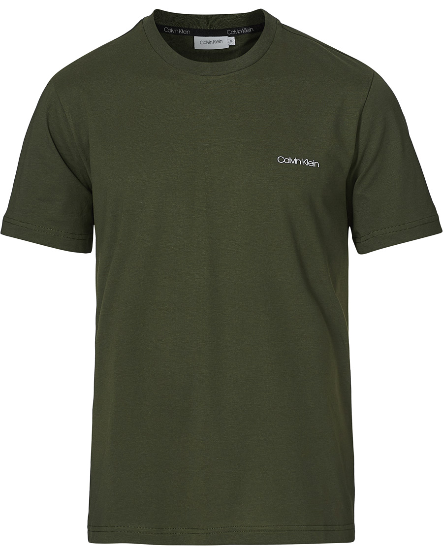 Men | T-Shirts | Calvin Klein | Chest Logo Crew Neck Tee Dark Olive