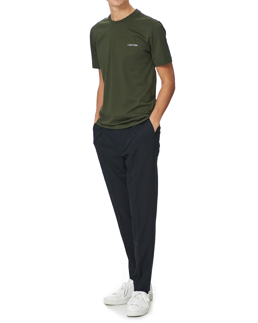 Men | T-Shirts | Calvin Klein | Chest Logo Crew Neck Tee Dark Olive