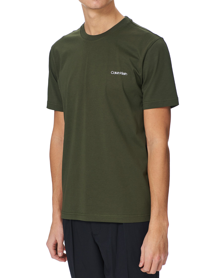 Men | T-Shirts | Calvin Klein | Chest Logo Crew Neck Tee Dark Olive
