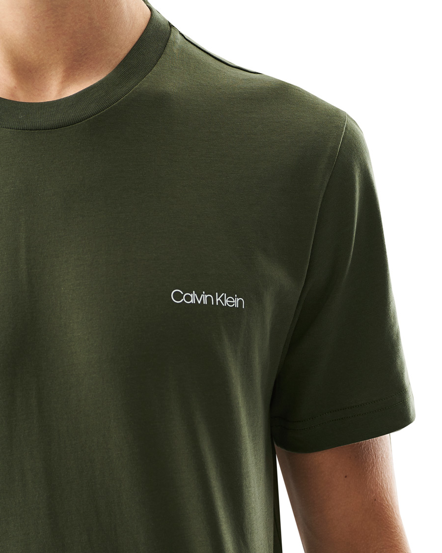 Men | T-Shirts | Calvin Klein | Chest Logo Crew Neck Tee Dark Olive