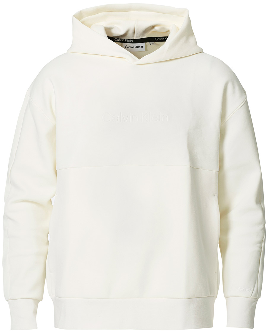 Men | Sweaters & Knitwear | Calvin Klein | Comfort Debossed Logo Hoodie White