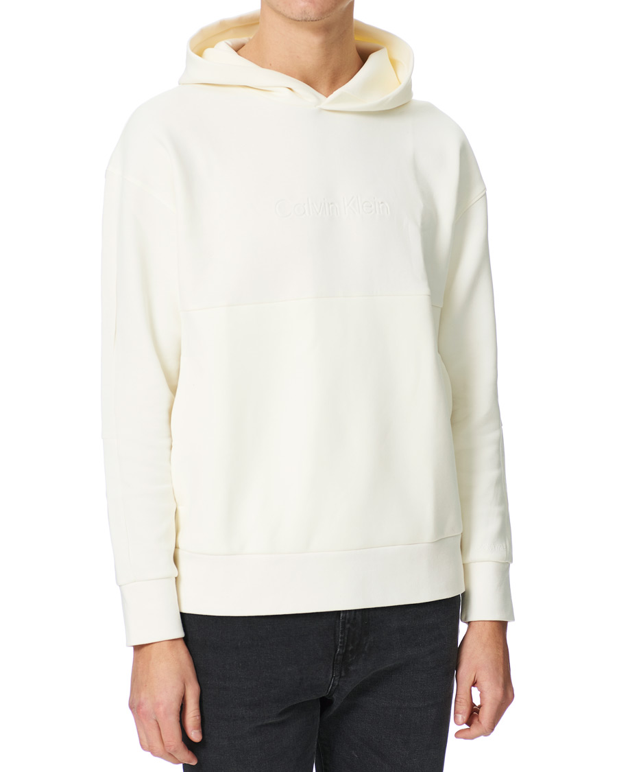 Men | Sweaters & Knitwear | Calvin Klein | Comfort Debossed Logo Hoodie White