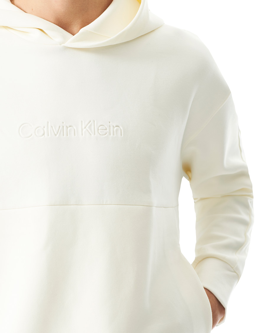 Men | Sweaters & Knitwear | Calvin Klein | Comfort Debossed Logo Hoodie White