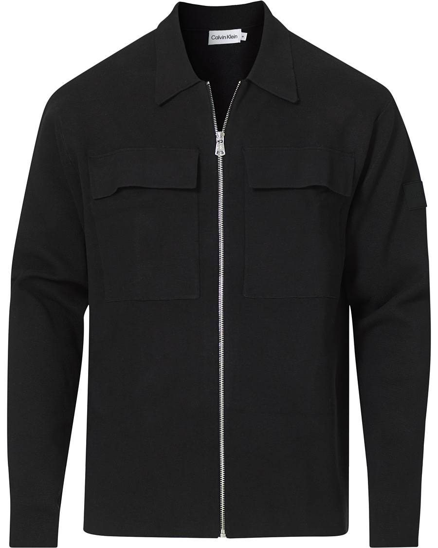 Men | Sweaters & Knitwear | Calvin Klein | Punto Milano Full Zip Cardigan Black