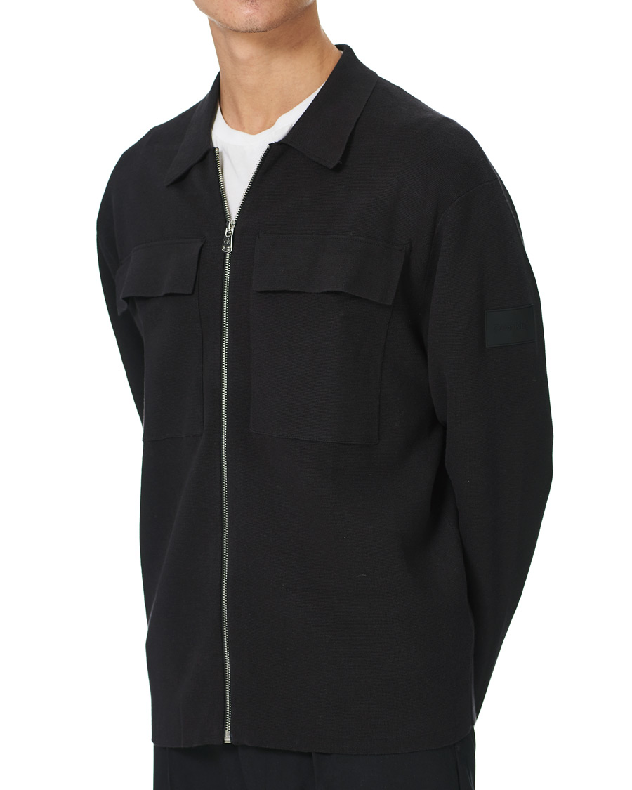 Men | Sweaters & Knitwear | Calvin Klein | Punto Milano Full Zip Cardigan Black