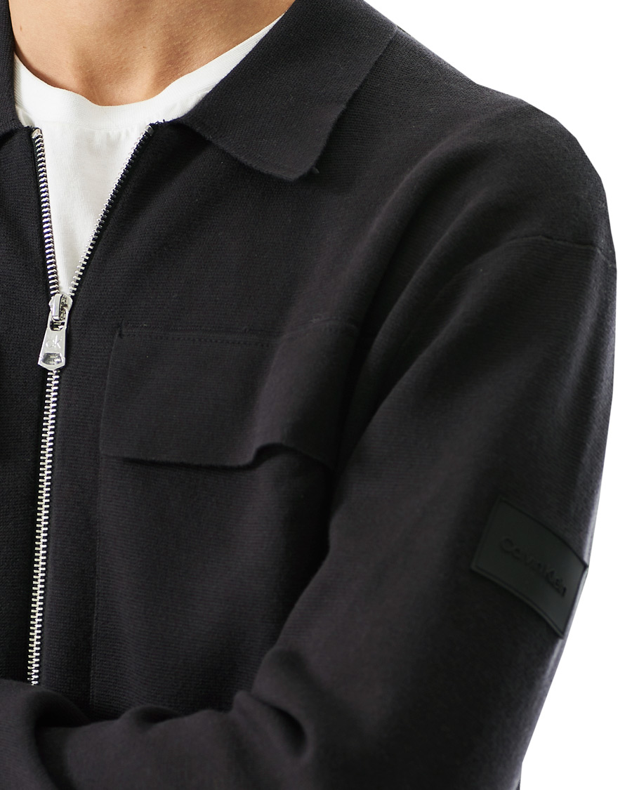 Men | Sweaters & Knitwear | Calvin Klein | Punto Milano Full Zip Cardigan Black