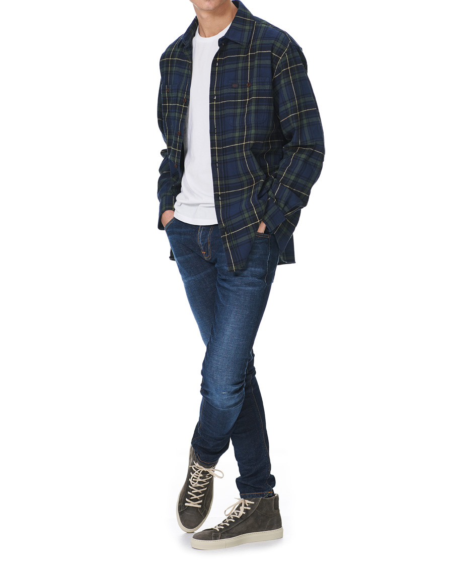 Men | Shirts | Nudie Jeans | Filip Flannel Checked Shirt Navy