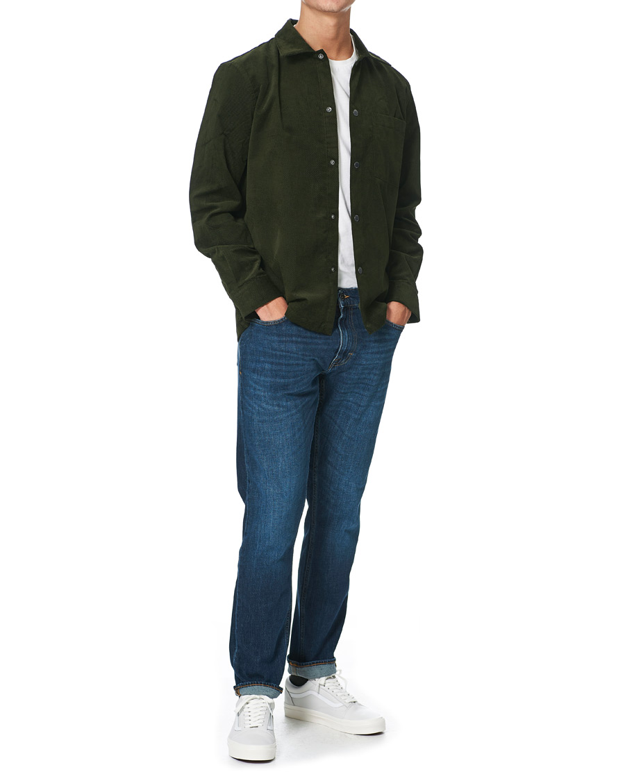 Men | Shirts | NN07 | Basso Diagonal Corduroy Overshirt Army Green