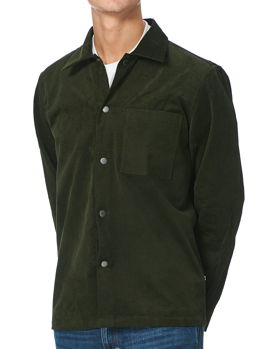 Men | Shirts | NN07 | Basso Diagonal Corduroy Overshirt Army Green