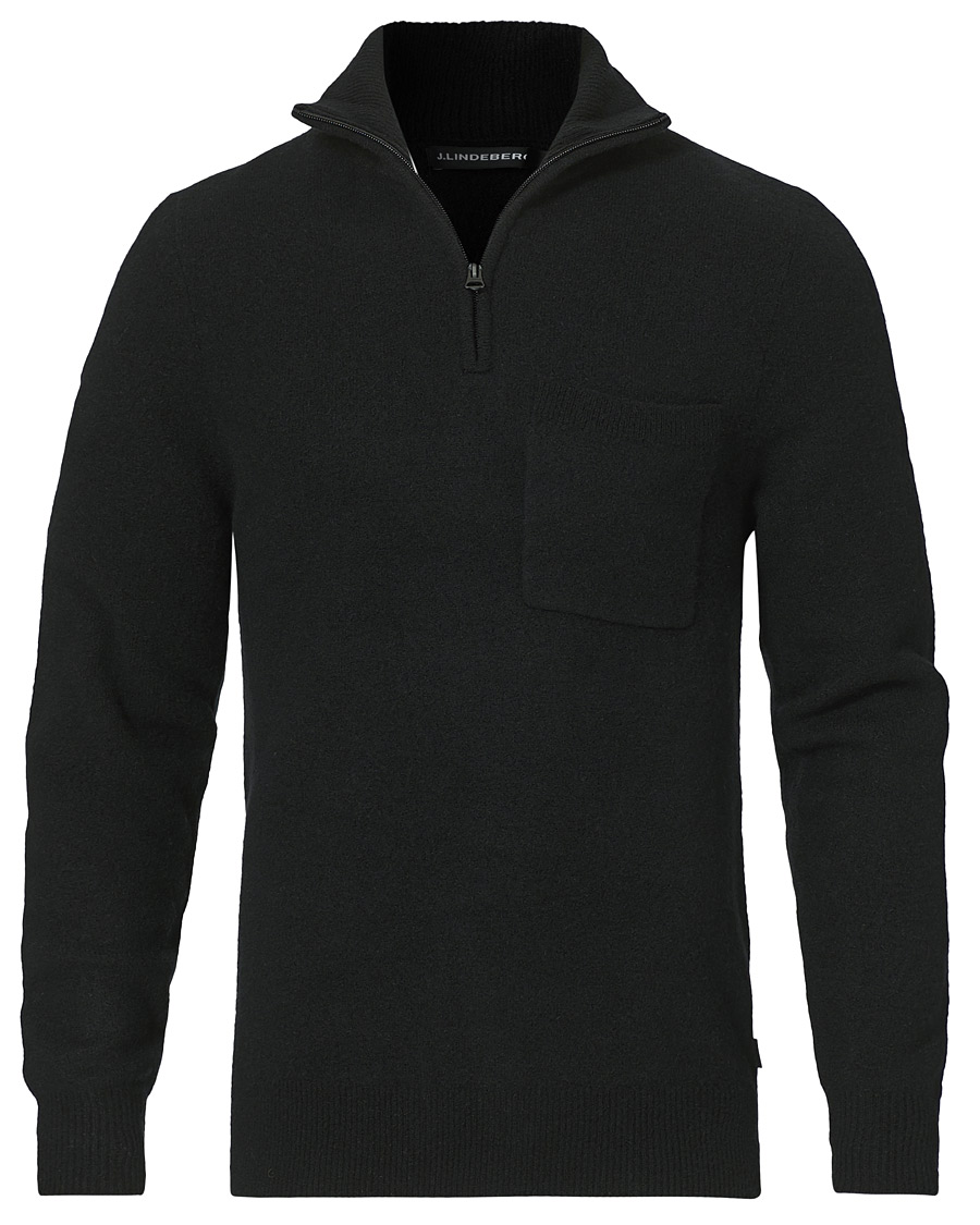 Men | Sweaters & Knitwear | J.Lindeberg | Cohen Yak Blend Quater Zip Black