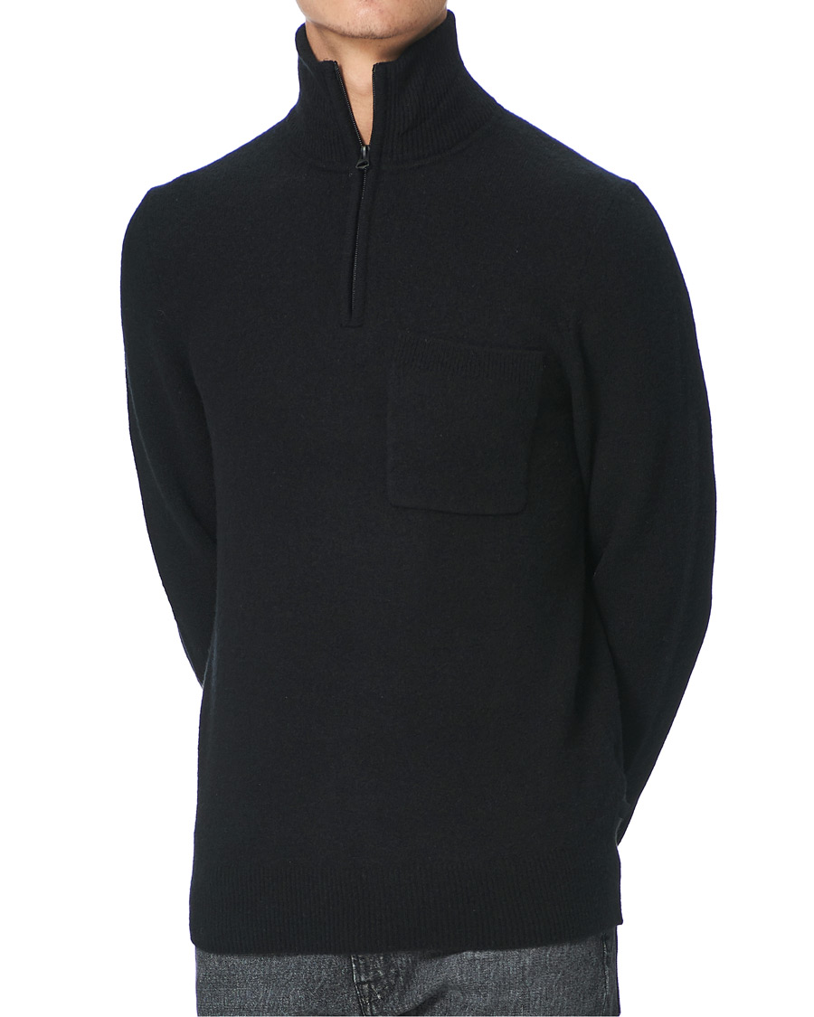 Men | Sweaters & Knitwear | J.Lindeberg | Cohen Yak Blend Quater Zip Black