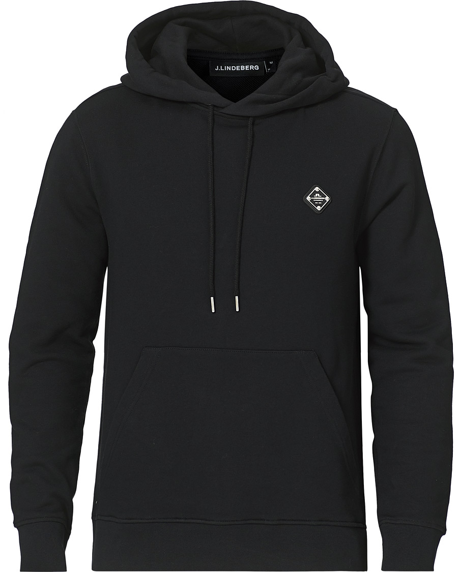 Men | Sweaters & Knitwear | J.Lindeberg | Throw Patch Cotton Hoodie Black