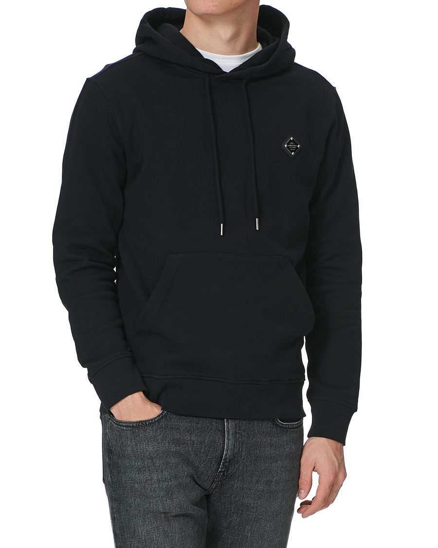 Men | Sweaters & Knitwear | J.Lindeberg | Throw Patch Cotton Hoodie Black