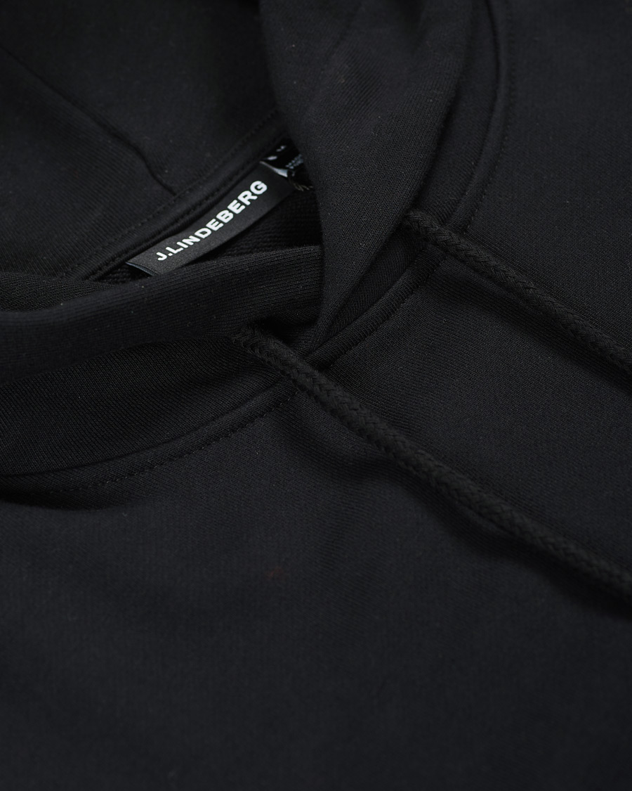 Men | Sweaters & Knitwear | J.Lindeberg | Throw Patch Cotton Hoodie Black