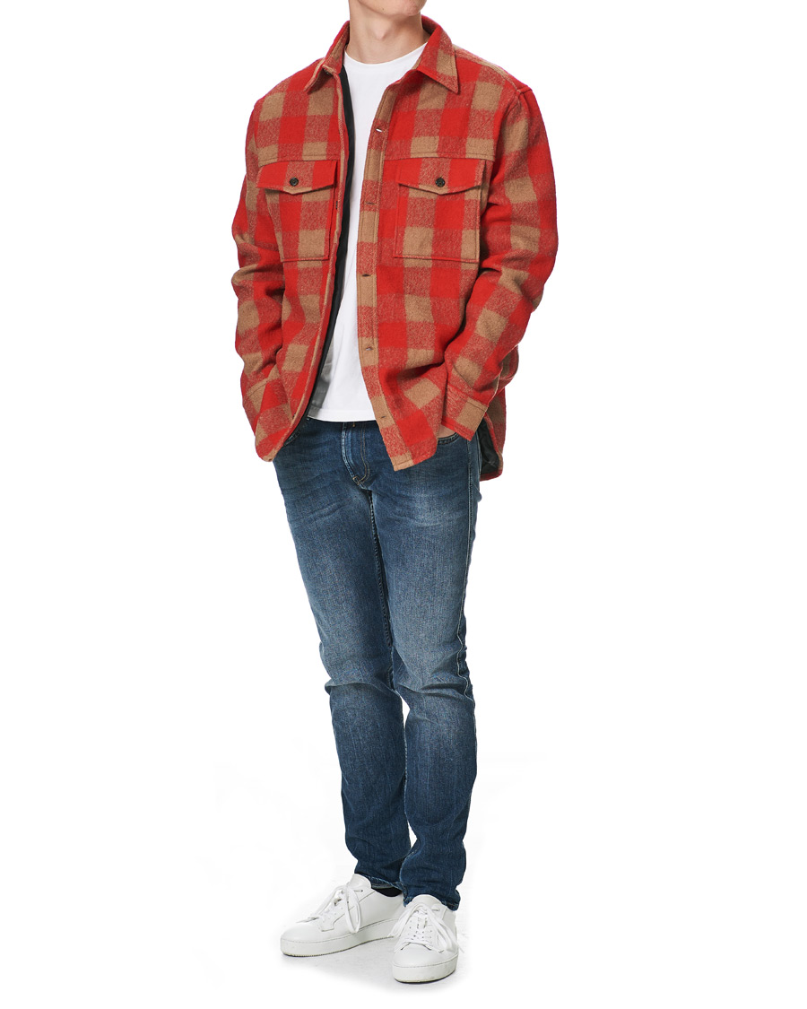 Men | Shirts | J.Lindeberg | Gingham Wool Loose Fit Overshirt Red Bell