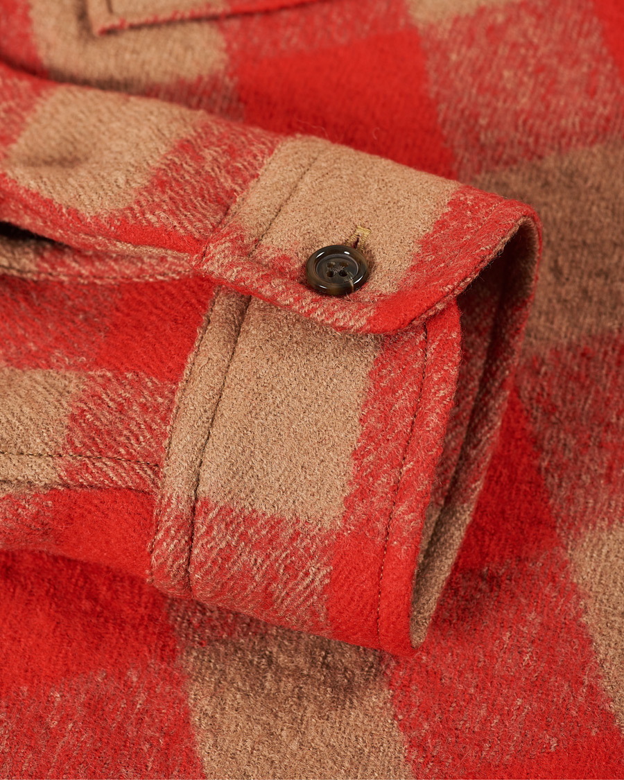 Men | Shirts | J.Lindeberg | Gingham Wool Loose Fit Overshirt Red Bell