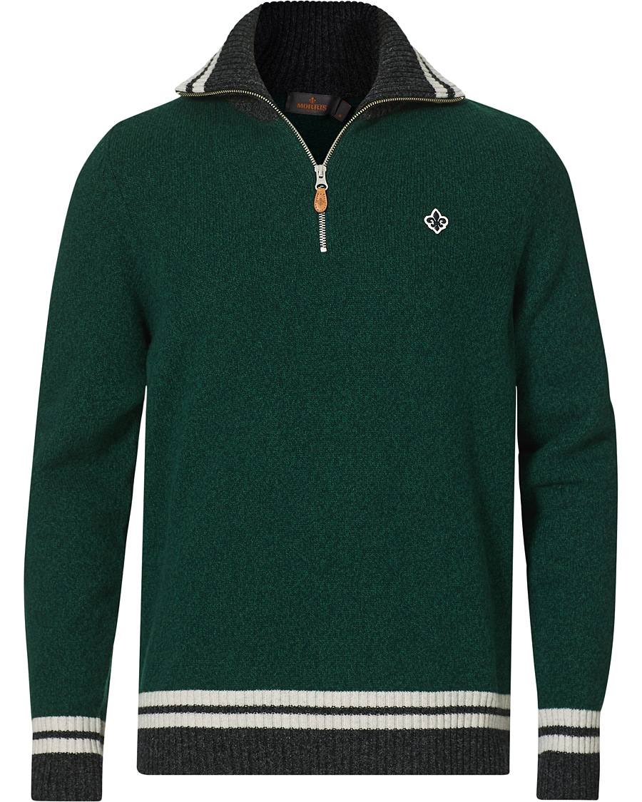 Men | Sweaters & Knitwear | Morris | Kieran Wool Half Zip Green