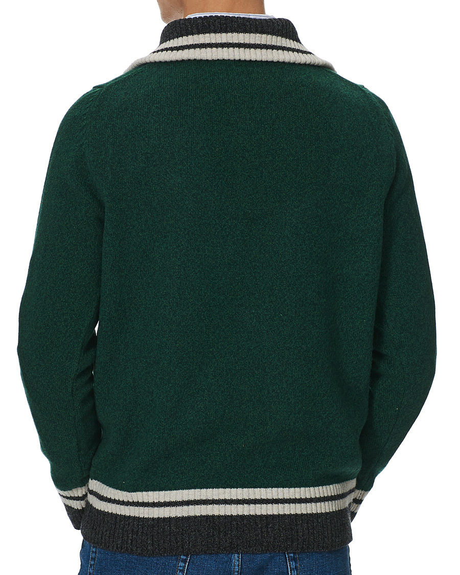 Men | Sweaters & Knitwear | Morris | Kieran Wool Half Zip Green