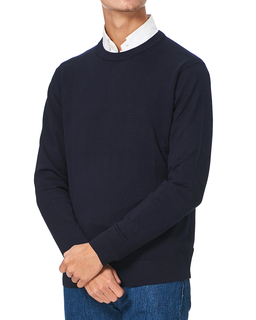 Men | Sweaters & Knitwear | Brooks Brothers | Washable Merino Wool Crew Neck Navy