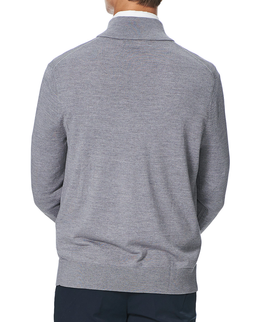 Men | Sweaters & Knitwear | Brooks Brothers | Washable Merino Wool Half Zip Heather Grey