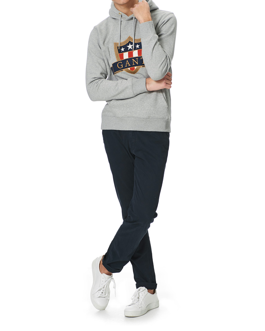 Men | Sweaters & Knitwear | GANT | Banner Shield Hoodie Grey Melange