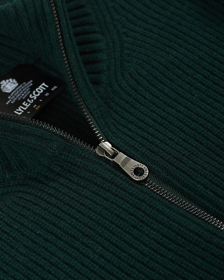 Men | Sweaters & Knitwear | Lyle & Scott | Knitted RIB Zip Through Cardigan Dark Green