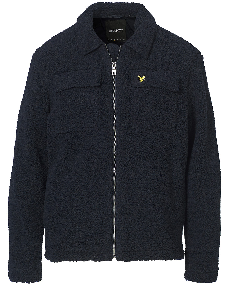 Men | Coats & Jackets | Lyle & Scott | Collared Pile Jacket Dark Navy