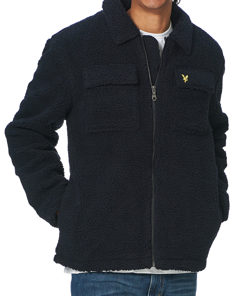 Men | Coats & Jackets | Lyle & Scott | Collared Pile Jacket Dark Navy