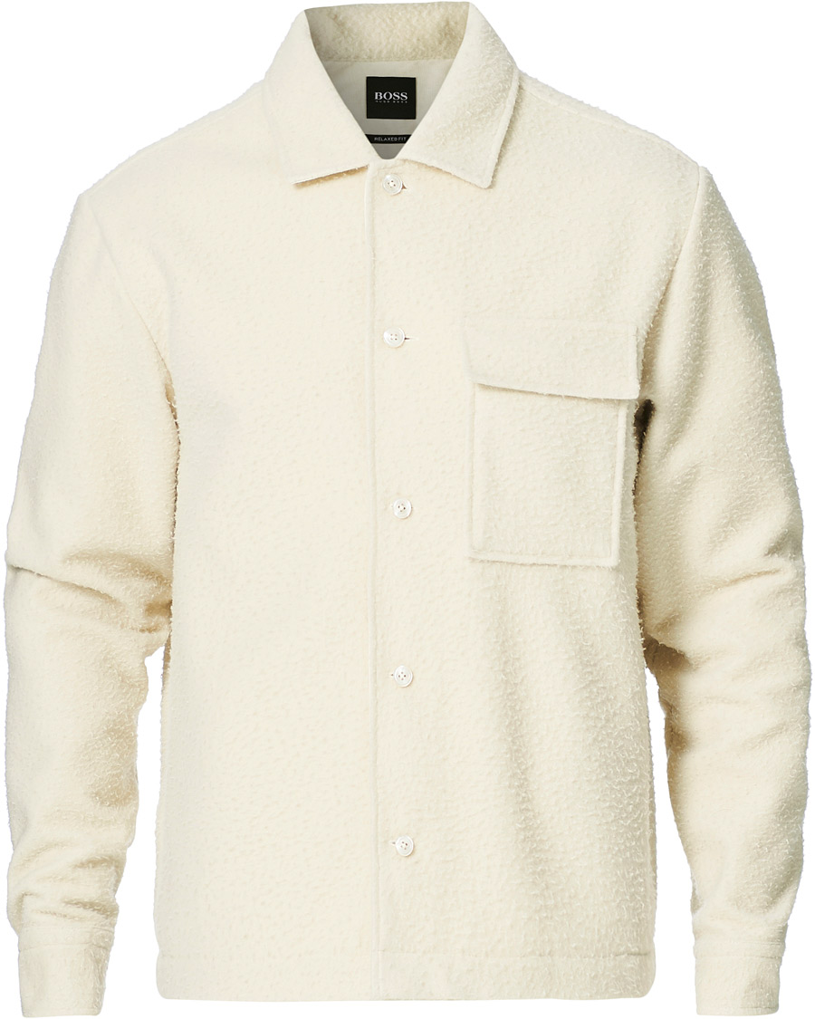 Men | Sweaters & Knitwear | BOSS BLACK | BOSS Nolan Boiled Wool Full Zip Sweater Open White