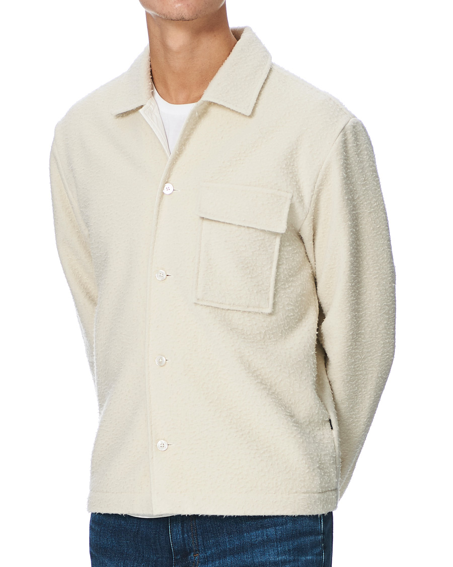 Men | Sweaters & Knitwear | BOSS BLACK | BOSS Nolan Boiled Wool Full Zip Sweater Open White
