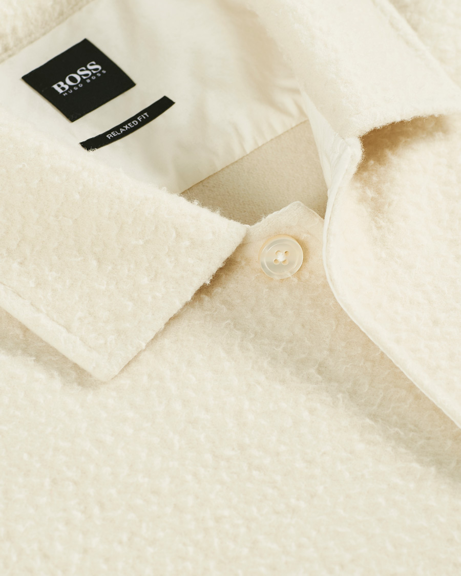 Men | Sweaters & Knitwear | BOSS BLACK | BOSS Nolan Boiled Wool Full Zip Sweater Open White