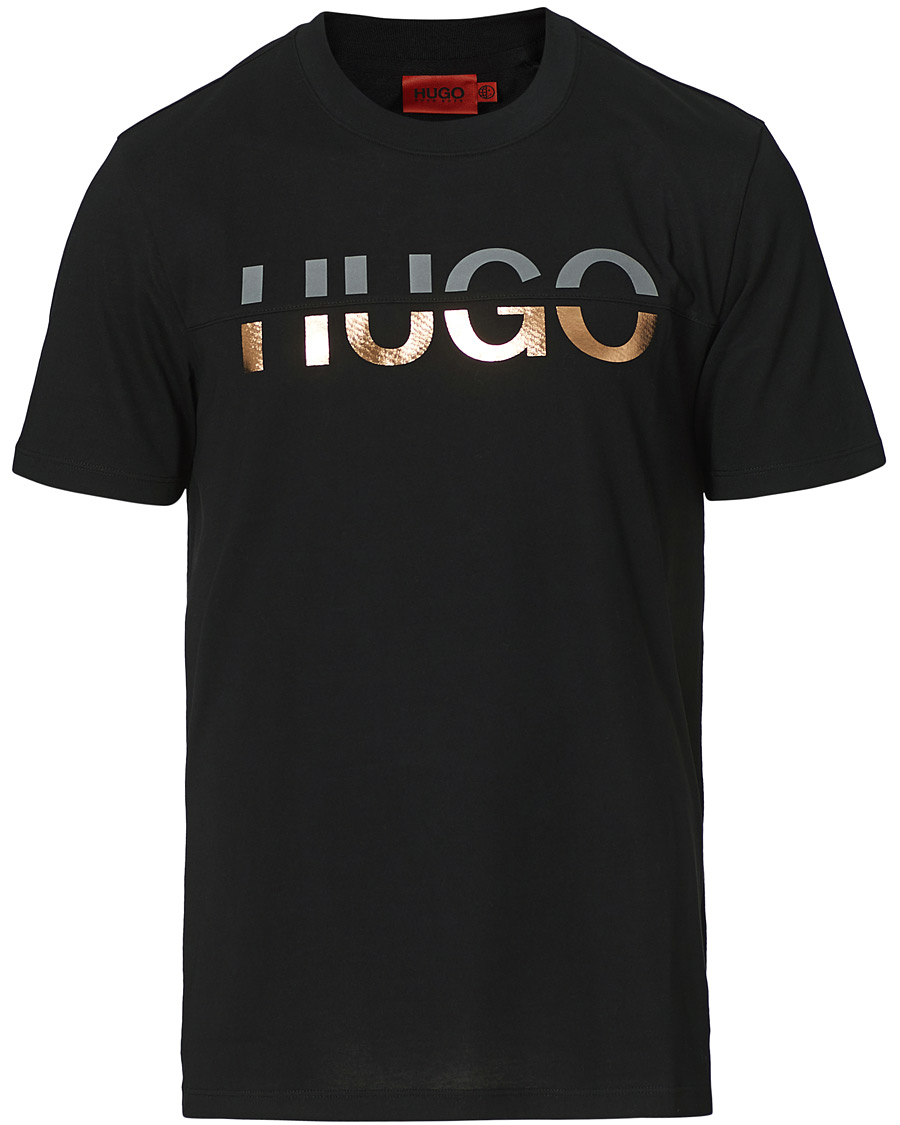 Men | T-Shirts | HUGO | Denghis Glossy Logo Crew Neck Tee Black